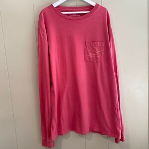 Vineyard Vines Pink Long Sleeve Whale Pocket T-Shirt | 100% Cotton Size M